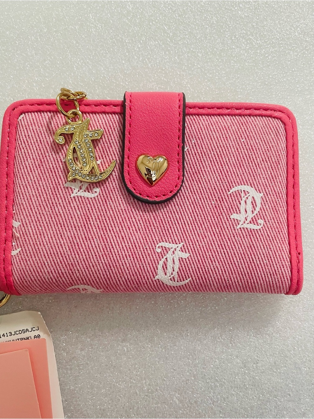 Juicy Couture Hot Pink Logo Wristlet Wallet with Gold Charm